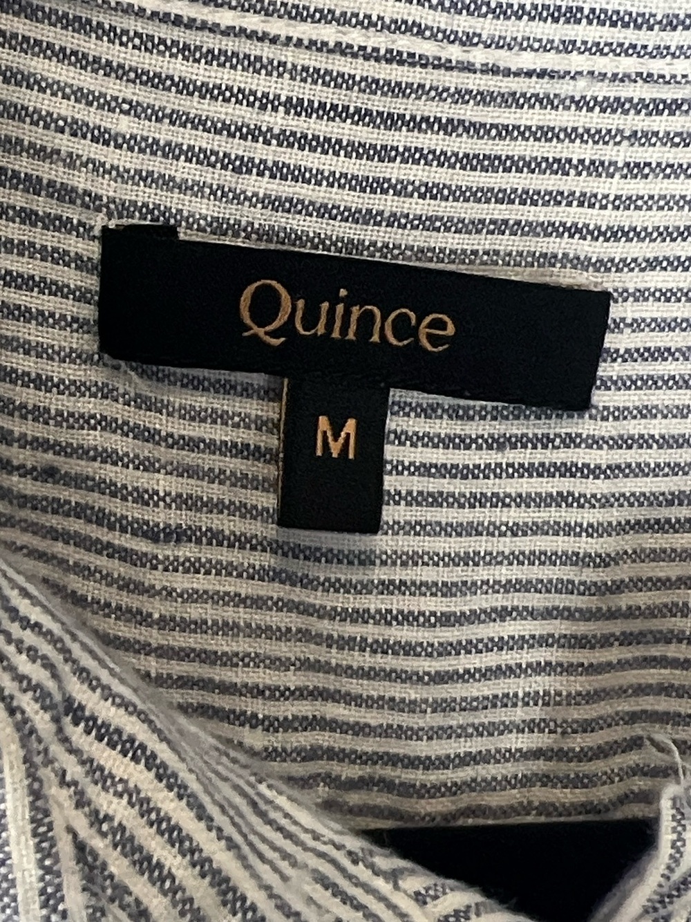 Quince European Linen long sleeve blue pinstripe button down top med - Picture 5 of 7